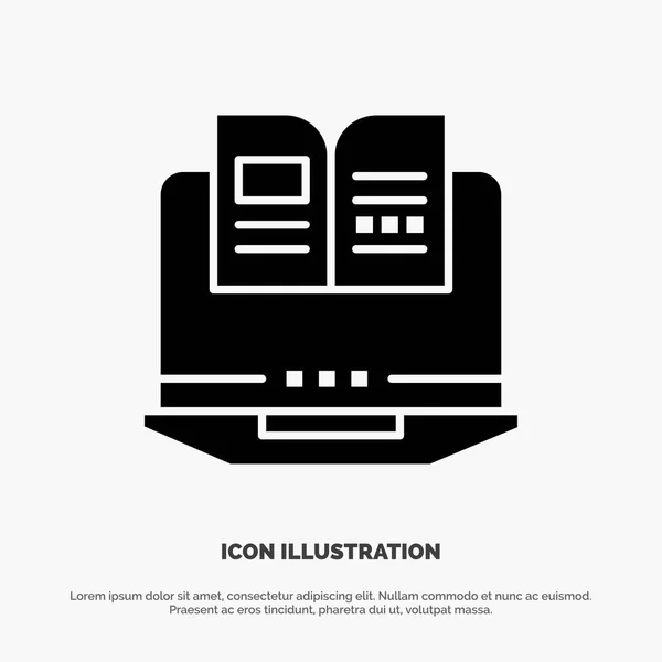 Ordinateur Portable Ordinateur Livre Hardware Solid Black Glyph Icon — Image vectorielle