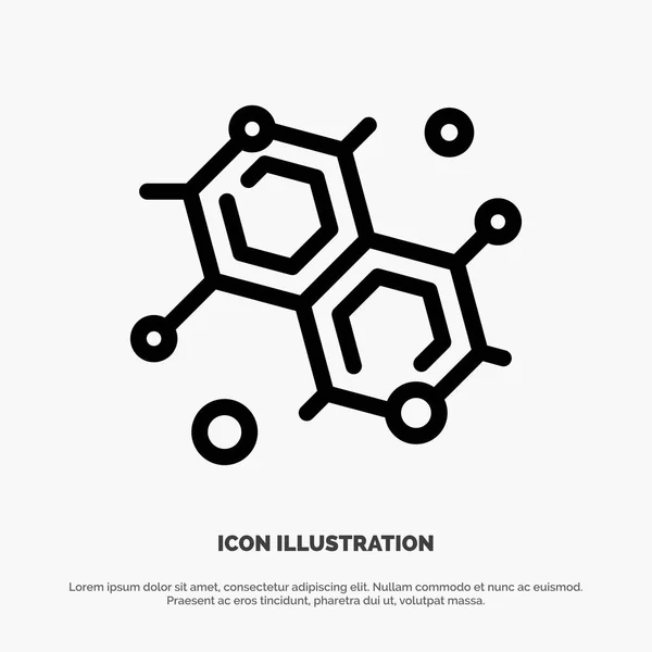 Químico, Molecular, Linha de Ciência Ícone Vector — Vetor de Stock