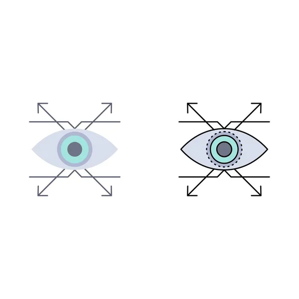 Negócios, olhos, olhar, visão Flat Color Icon Vector — Vetor de Stock