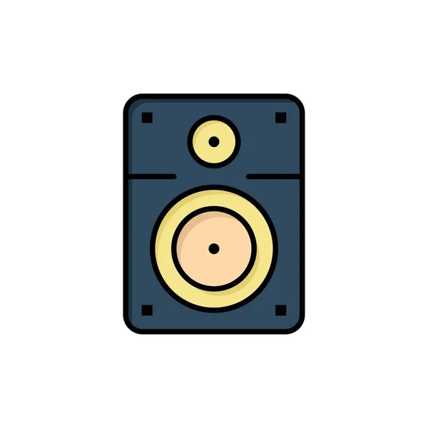 Speaker, Loud, Music, Education  Flat Color Icon. Vector icon ba — Stock Vector