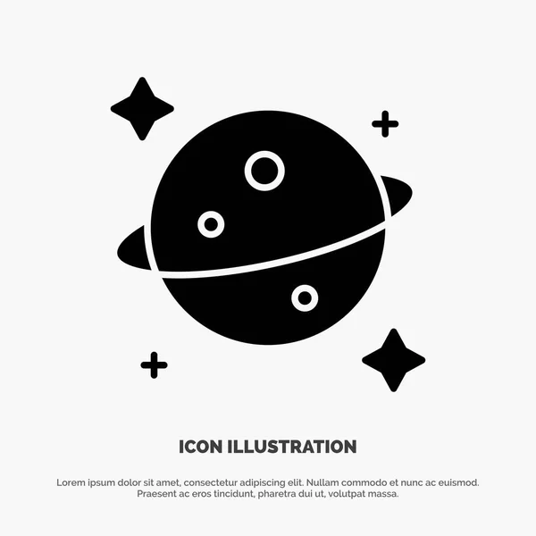 Planet, Saturn, Space solid Glyph Icon vector — стоковий вектор