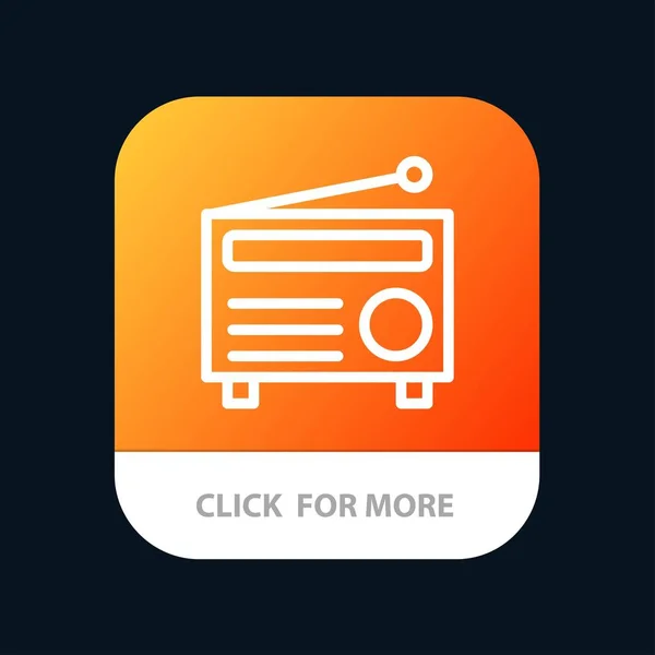 Radio, FM, Audio, Botón de aplicación móvil de medios. Línea Android e IOS — Vector de stock