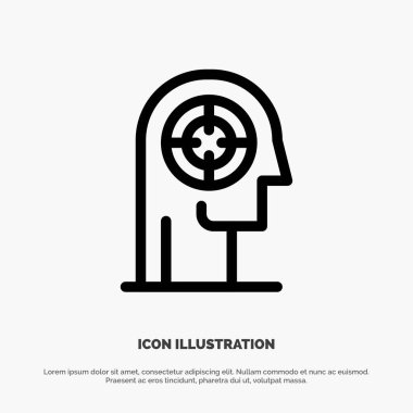 Ok, Konsantrasyon, Odak, Kafa, İnsan Çizgi Simge Vektörü