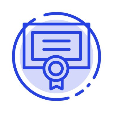 Ödül, Sertifika, Derece, Diploma Mavi Noktalı Çizgi Simgesi