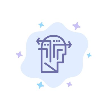 Strateji, Düşünme, Zihin, Soyut Bulut Backg Üzerinde Head Blue Icon