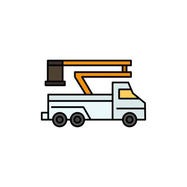Vinç, Kamyon, Asansör, Kaldırma, Taşıma Düz Renk Simgesi. Vektör 