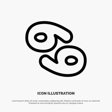 Astroloji, Kanser, Zodyak, Yunanistan Line Icon Vektör