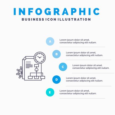 5 adımlı sunumla Zaman, Dosya, Rapor, İş Hattı simgesi