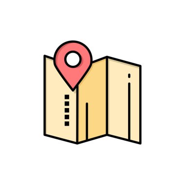 Yer, Harita, Pin, Otel Düz Renk Simgesi. Vektör simgesi afiş T