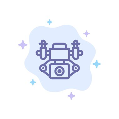 Aksiyon, kamera, teknoloji soyut bulut backgroun üzerinde mavi simge