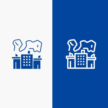 Fabrika, Sanayi, Nükleer, Enerji Hattı ve Glyph Solid simgesi Mavi