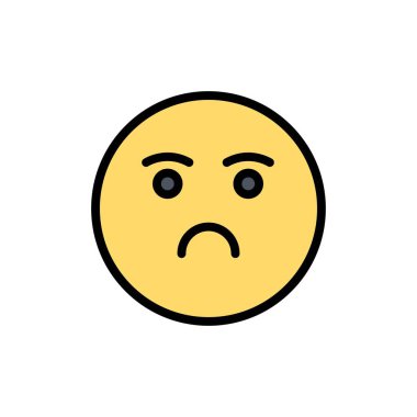 Emojis, Duygu, Duygu, Üzgün Düz Renk Simgesi. Vektör simgesi bann