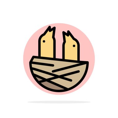 Hayvan, Kuş, Ev, Bahar Soyut Daire Arka Plan Düz colo