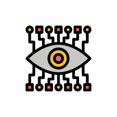 Göz, Saat, İnşaat Düz Renk Simgesi. Vektör simgesi afiş Te