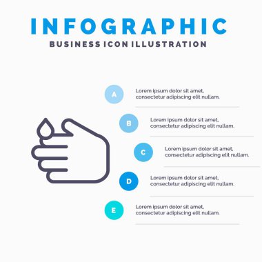 Temizlik, El, Sabun, Yıkama Hattı simgesi ile 5 adımlı sunum i