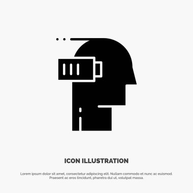 Pil, Tükenme, Düşük, Zihinsel, Zihin katı Gph Icon vektör