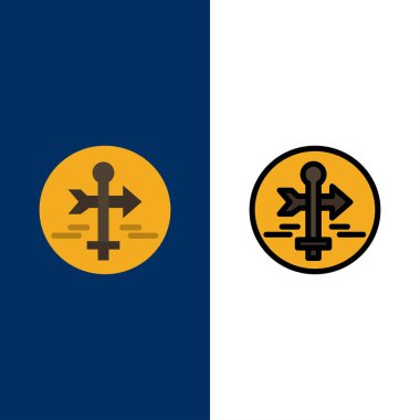 Pano, Kılavuz, Harita, Harita İşaretçisi, Seyahat Simgeleri. Düz ve Hat Fil