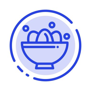 Kase, Kutlama, Paskalya, Yumurta, Yuva Mavi Noktalı Çizgi Hattı Simgesi