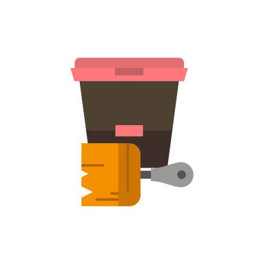 Boya, Kova, Renk, Fırça Düz Renk Simgesi. Vektör simgesi afiş