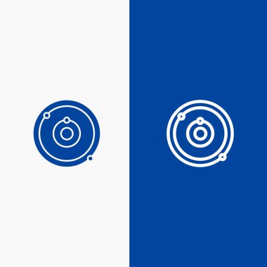 Astronomi, Gezegen, Eğitim, Öğrenme Hattı ve Glyph Solid simgesi Mavi afiş