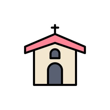 Kilise, Kutlama, Hıristiyan, Haç, Paskalya Düz Renk Simgesi. 