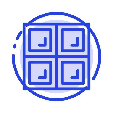 İnşaat, Ev, Pencere Mavisi Noktalı Çizgi Simgesi