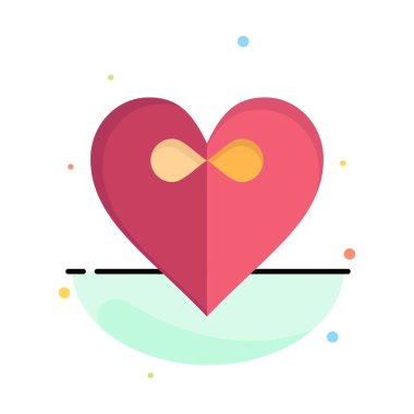 Kalp, Hediye, Kurdele Soyut Düz Renk Simgesi Şablonu