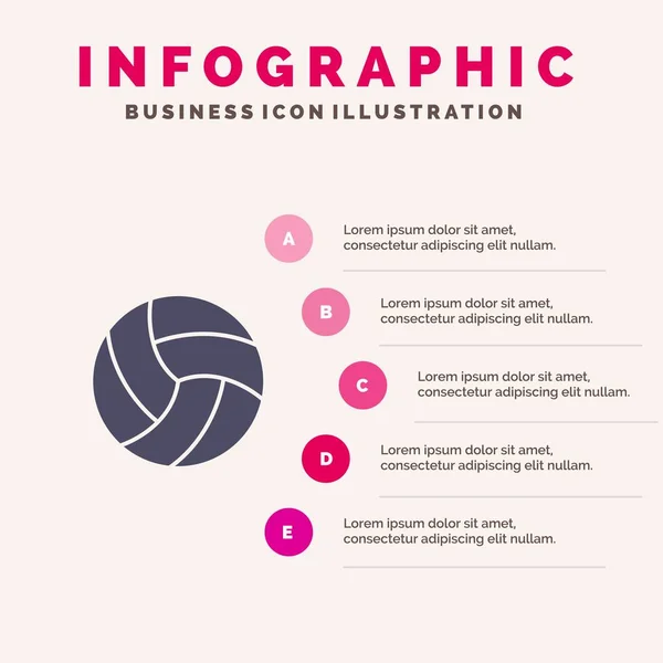 Ball, Volley, Volleyball, Sport Solid Icon Infographics 5 Steps