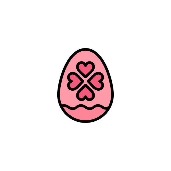 鸡蛋, 爱, 心, 复活节商业标志模板.平面颜色 — 图库矢量图片