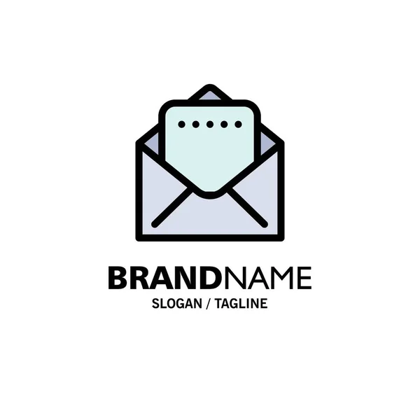 Документ, шаблон бізнес- логотипу пошти. Плоский колір — стоковий вектор