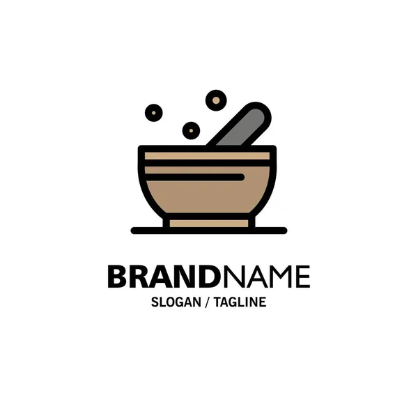 Miska, zupa, nauka logo biznes szablon. Płaski kolor — Wektor stockowy