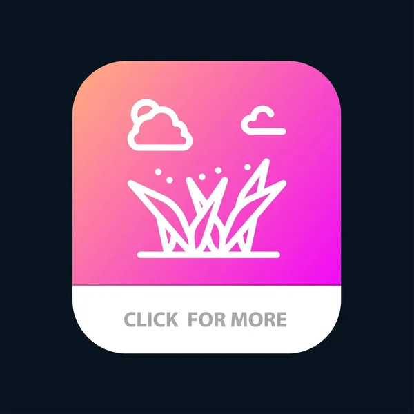 Herbe, Herbe, Vert, Bouton d'application mobile de printemps. Android et IOS — Image vectorielle