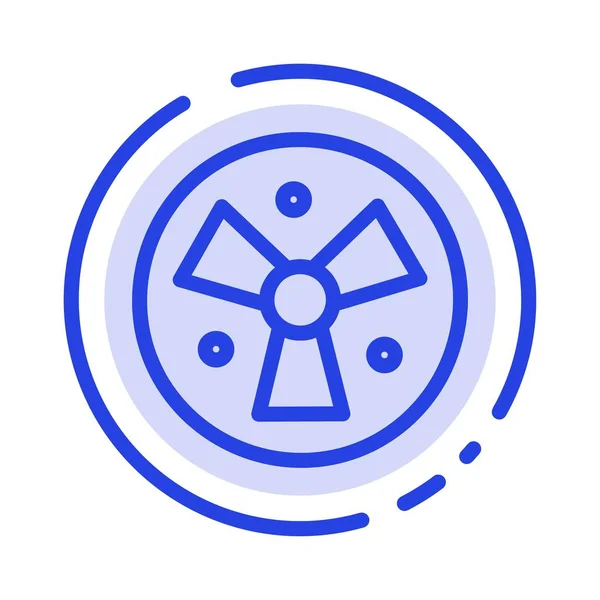 Radiação, Aviso, Médico, Fan Blue Dotted Line Icon — Vetor de Stock