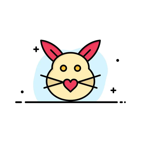 Konijn, Bunny, liefde, cute, Pasen Business logo sjabloon. Flat C — Stockvector