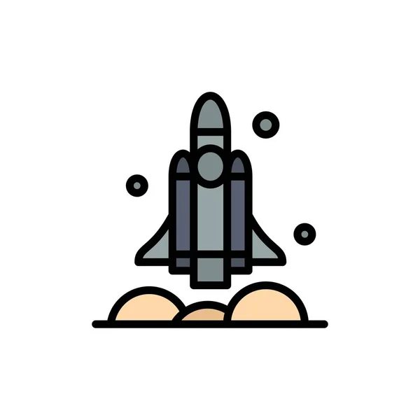 Launcher, Rocket, űrhajó, szállítás, USA lapos szín Icon. Ve — Stock Vector