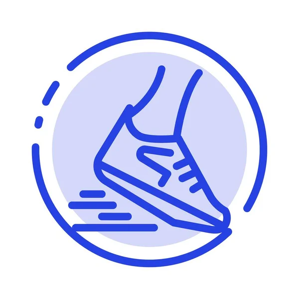 Snel, been, looppas, agent, lopend blauw gestippeld lijn lijnpictogram — Stockvector