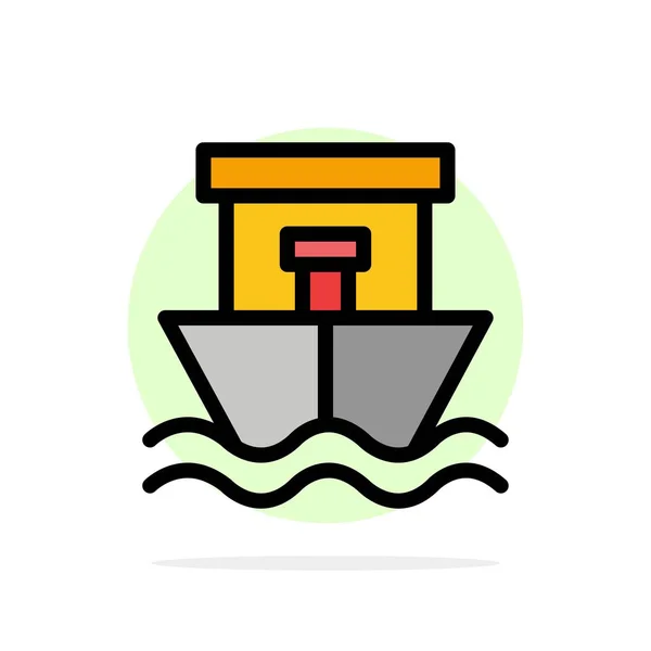 Корабель, пляж, човен, літо абстрактне коло тло плоского кольору — стоковий вектор
