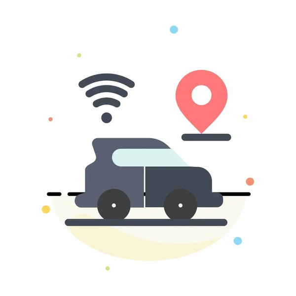 Αυτοκίνητο, τοποθεσία, Χάρτης, τεχνολογία αφηρημένο επίπεδη χρώμα εικονίδιο πρότυπο — Διανυσματικό Αρχείο