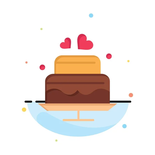 Kuchen, Liebe, Herz, Hochzeit abstrakte flache Farbsymbolvorlage — Stockvektor