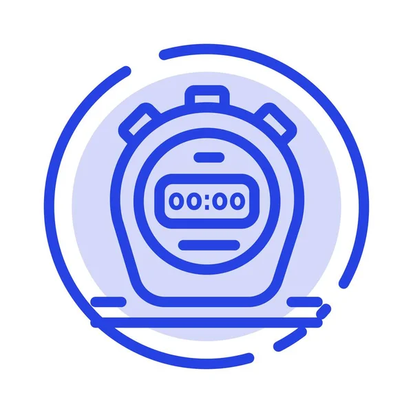 Temporizador, cronómetro, reloj, línea de puntos azul icono — Vector de stock