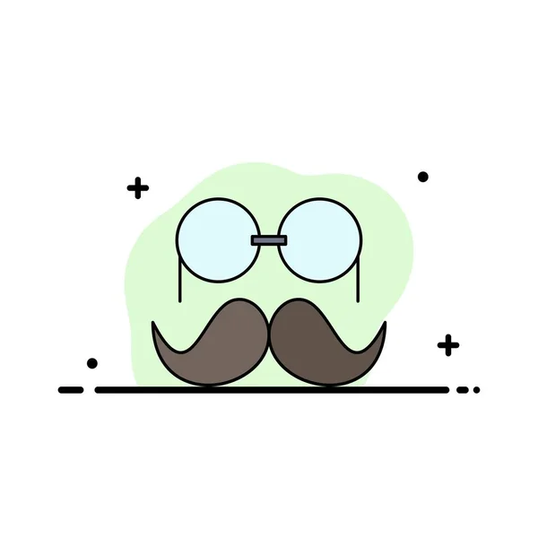 Moustache, Hipster, movember, glasses, men Flat Color Icon Vecto — Stock Vector