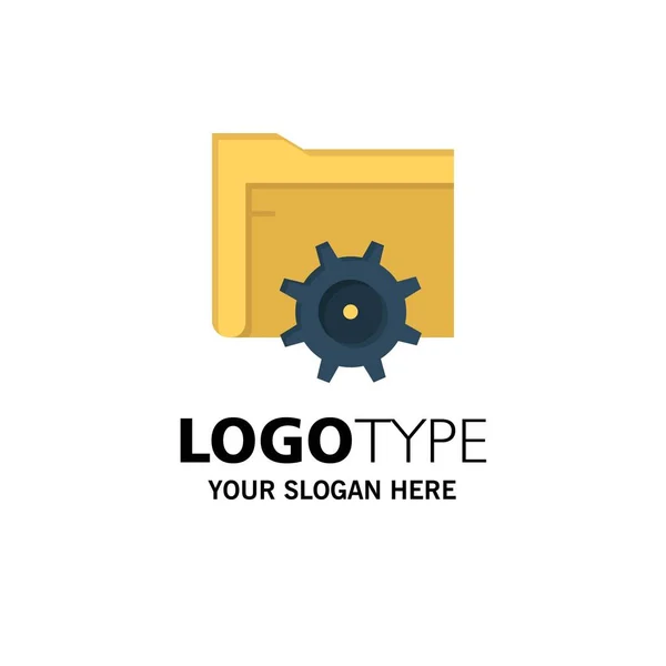 Folder, Setting, Gear, Computing Business Logo Template. Flat Co — Stock Vector