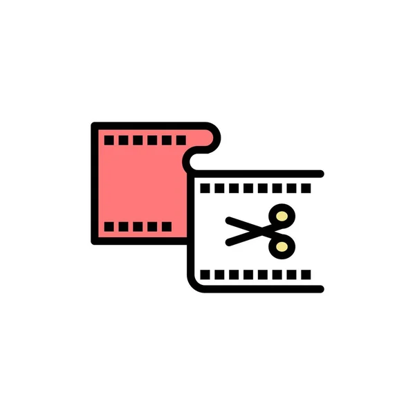 Clip, Couper, Editer, Montage, Film Flat Color Icon. icône vectorielle ba — Image vectorielle