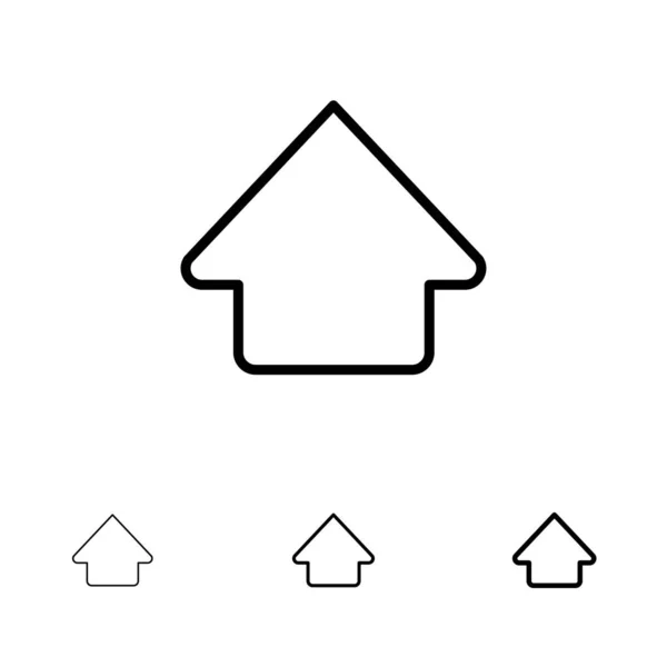 Flèche, Haut, Télécharger Ensemble d'icônes de ligne noire audacieuse et mince — Image vectorielle