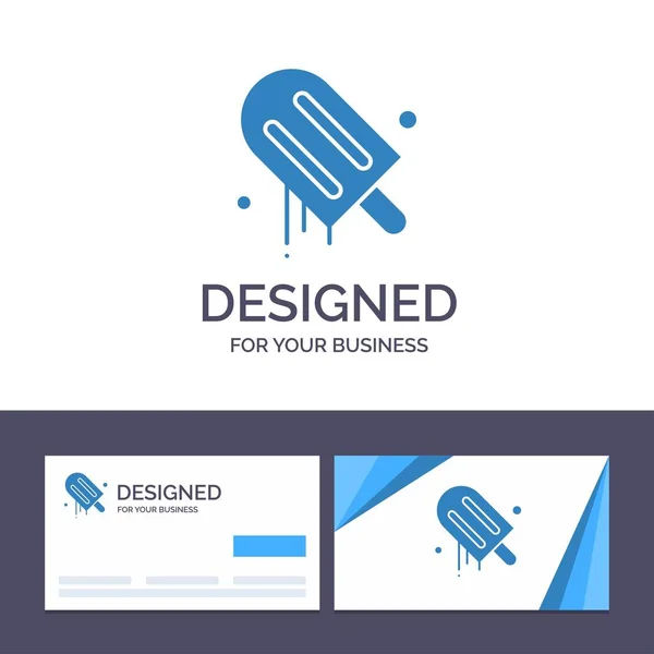 Modèle de carte de visite créative et logo Crème glacée, crème, Ameri — Image vectorielle