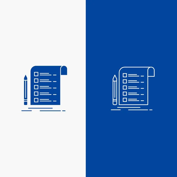 Fichier, Rapport, Facture, Carte, Liste de contrôle Ligne et Glyphe Icône solide — Image vectorielle