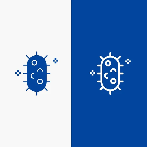 Bakterier, biokemi, biologi, kemi linje och Glyph solid — Stock vektor