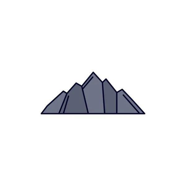 Bukit, lanskap, alam, gunung, scene Flat Color Icon Vector - Stok Vektor