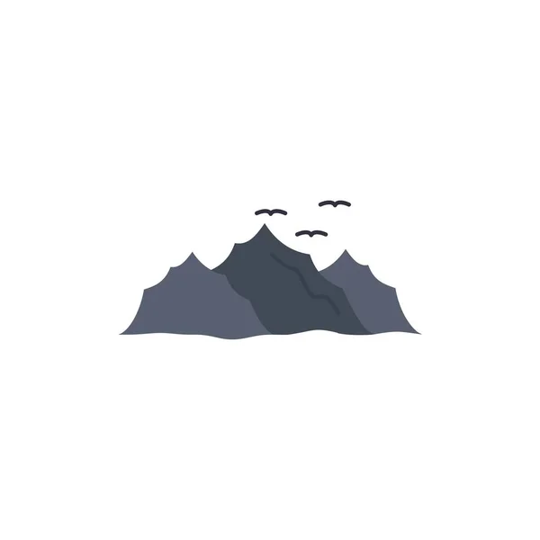 Berg, landschap, heuvel, de natuur, vogels platte kleur pictogram vector — Stockvector