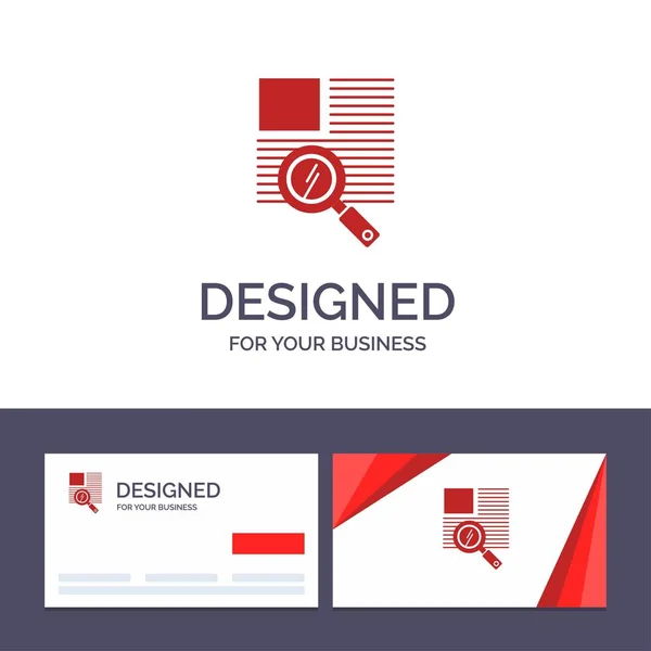 Δημιουργική επαγγελματική κάρτα και λογότυπο πρότυπο γραμμή, κείμενο, ζουμ, ανάγνωση — Διανυσματικό Αρχείο
